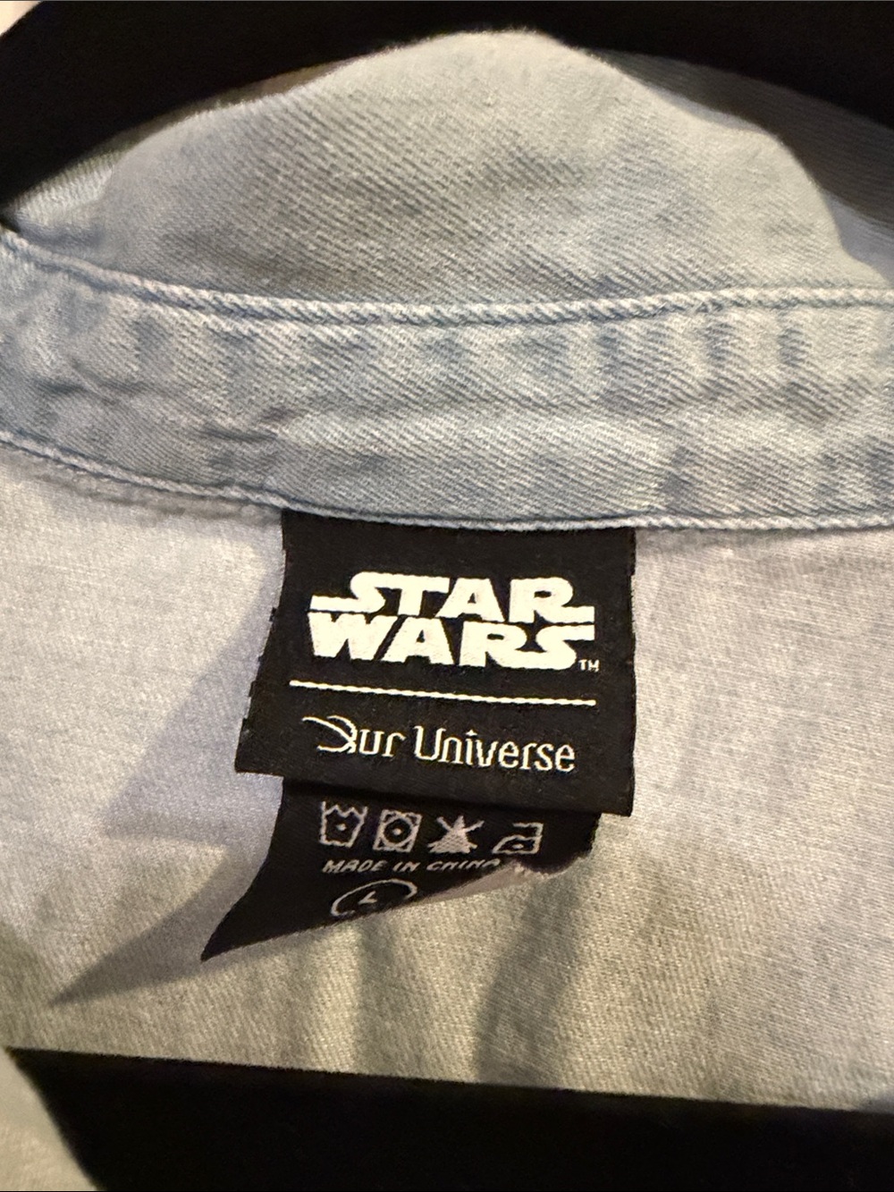 Light Blue Star Wars Embroidered Denim-Style Button-Up Shirt - Picture 4 of 4